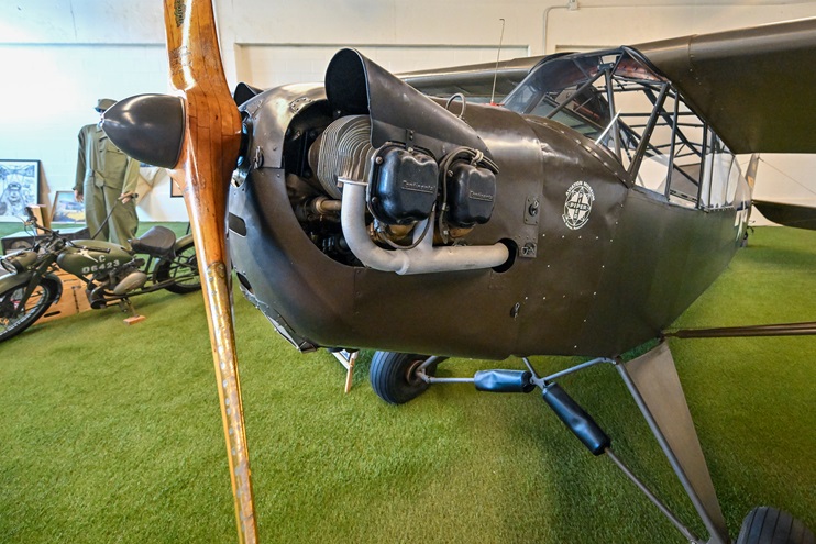 A Piper L-4 “Grasshopper” liaison aircraft is seen at the Piper Aircraft Museum in Lock Haven, Pennsylvania, Saturday, June 22, 2024. Photo by David Tulis.