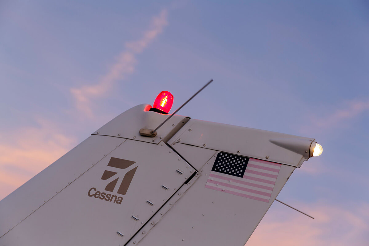 The beacon light on a Cessna Skyhawk